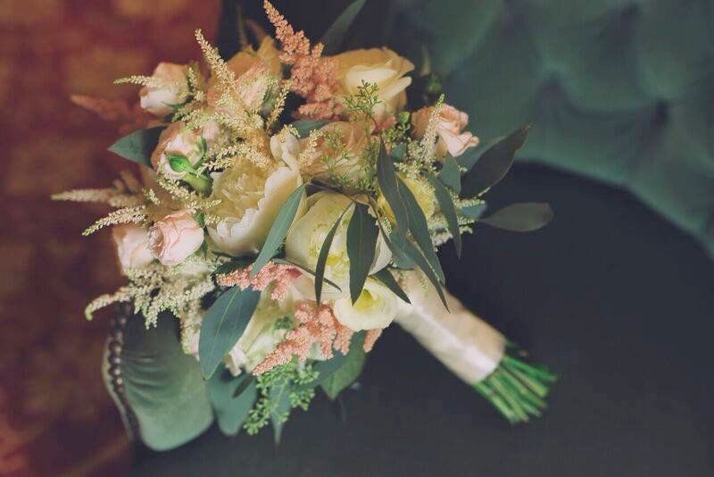 Bouquet with roses and peonies