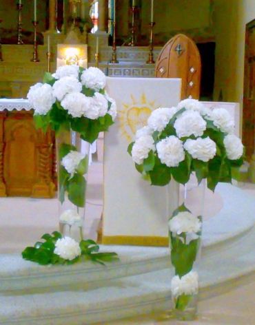 Carciano Church: pots and hydrangeas