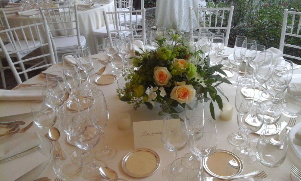 Centerpieces with dahlias - Villa Muggia, Stresa 